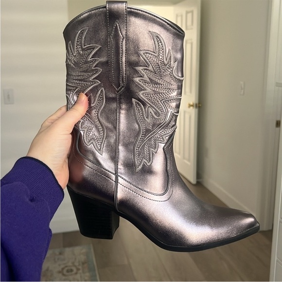 London Rag Shoes - London Rag Silver Dixom Western Cowboy Boots Size 7